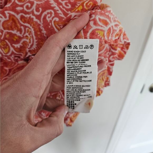 Cleobella Pink Blossom Block Print Layla Cotton Blouse Size Medium - Picture 7 of 12